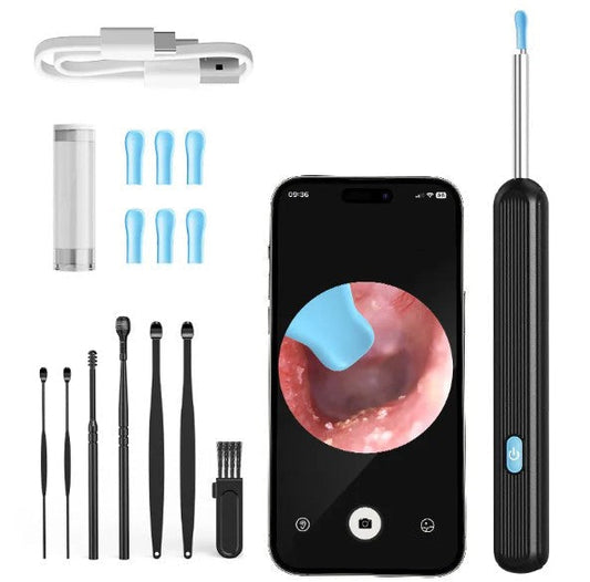 Safe, reusable smart ear wax removal tool(black) designed for effective cleaning without the risks of cotton buds. Perfect for clear hearing and ear health.